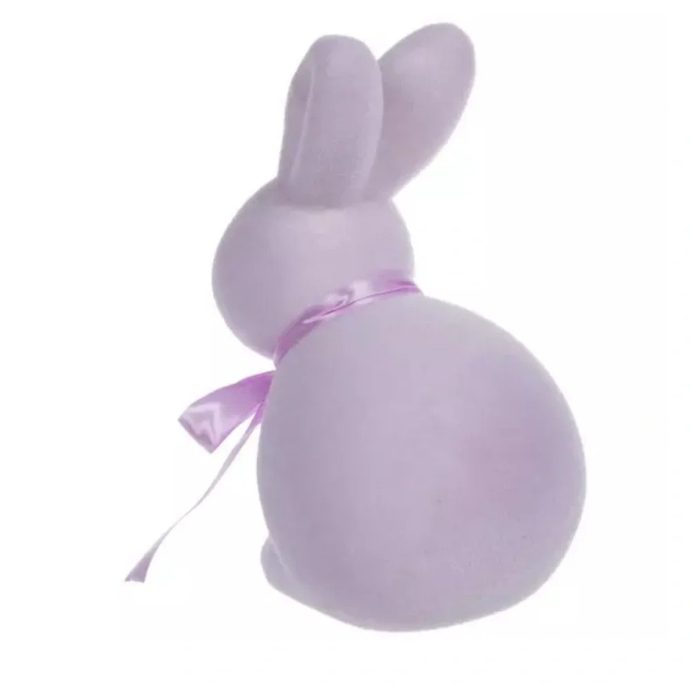 New! Spring 2026 Purple Sitting Flocked Bunny Figurine by Hobby Lobby